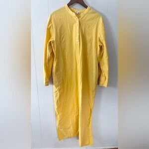 Donni yellow popover cotton long sleeve midi maxi shirt dress size L